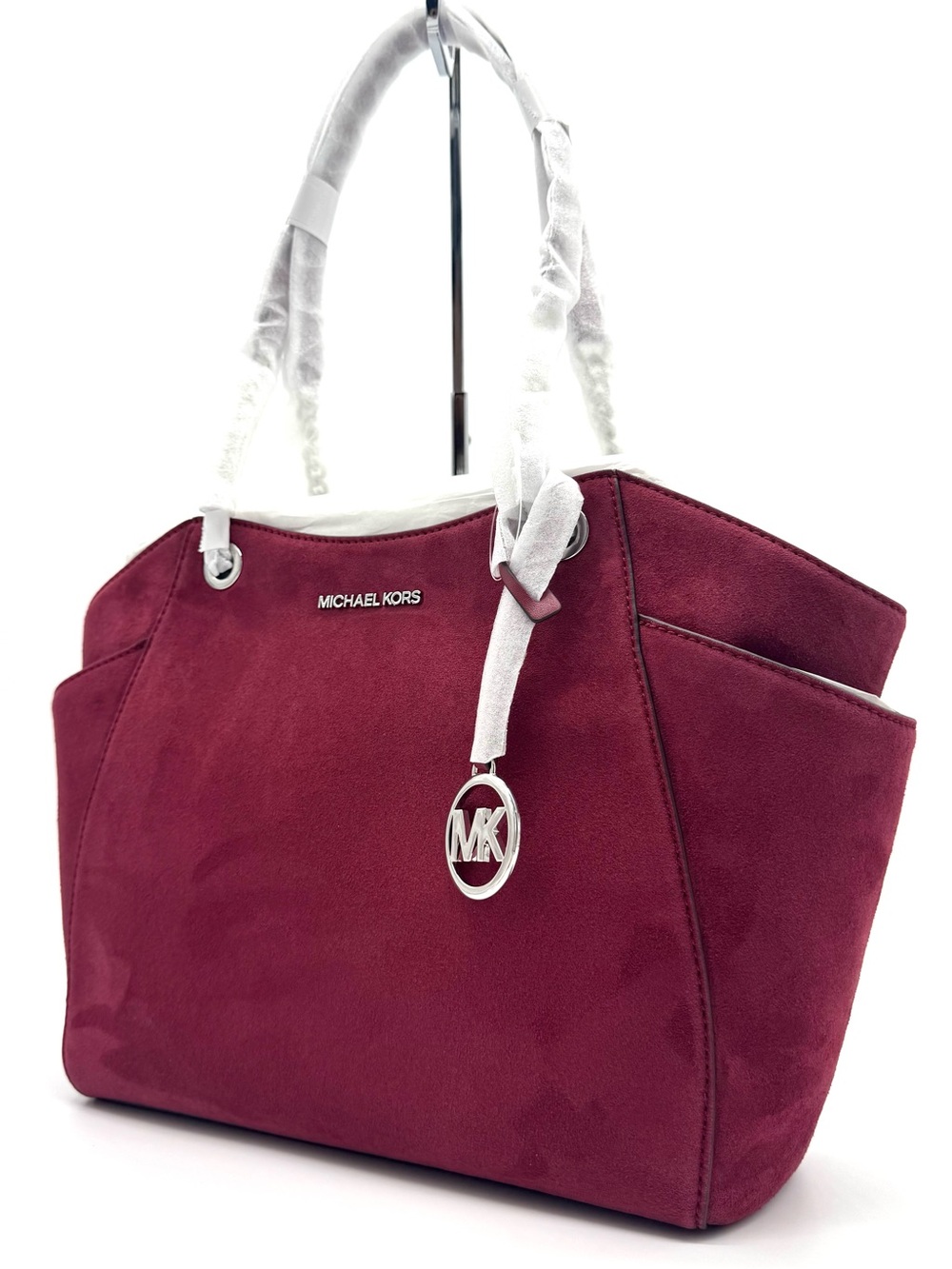 Michael Kors Jet Set Large Signature Logo Shoulder Bag - Maroon
